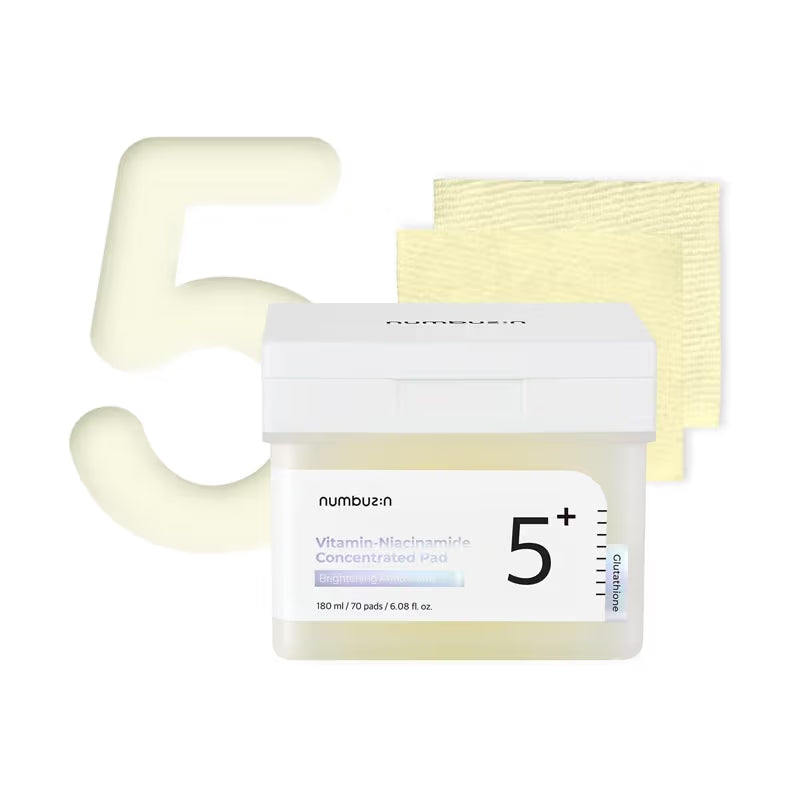 Numbuzin No.5 Vitamin-Niacinamide Concentrated Pad, Brightening Korean Toner Pads, TXA & Glutathione